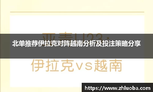 北单推荐伊拉克对阵越南分析及投注策略分享